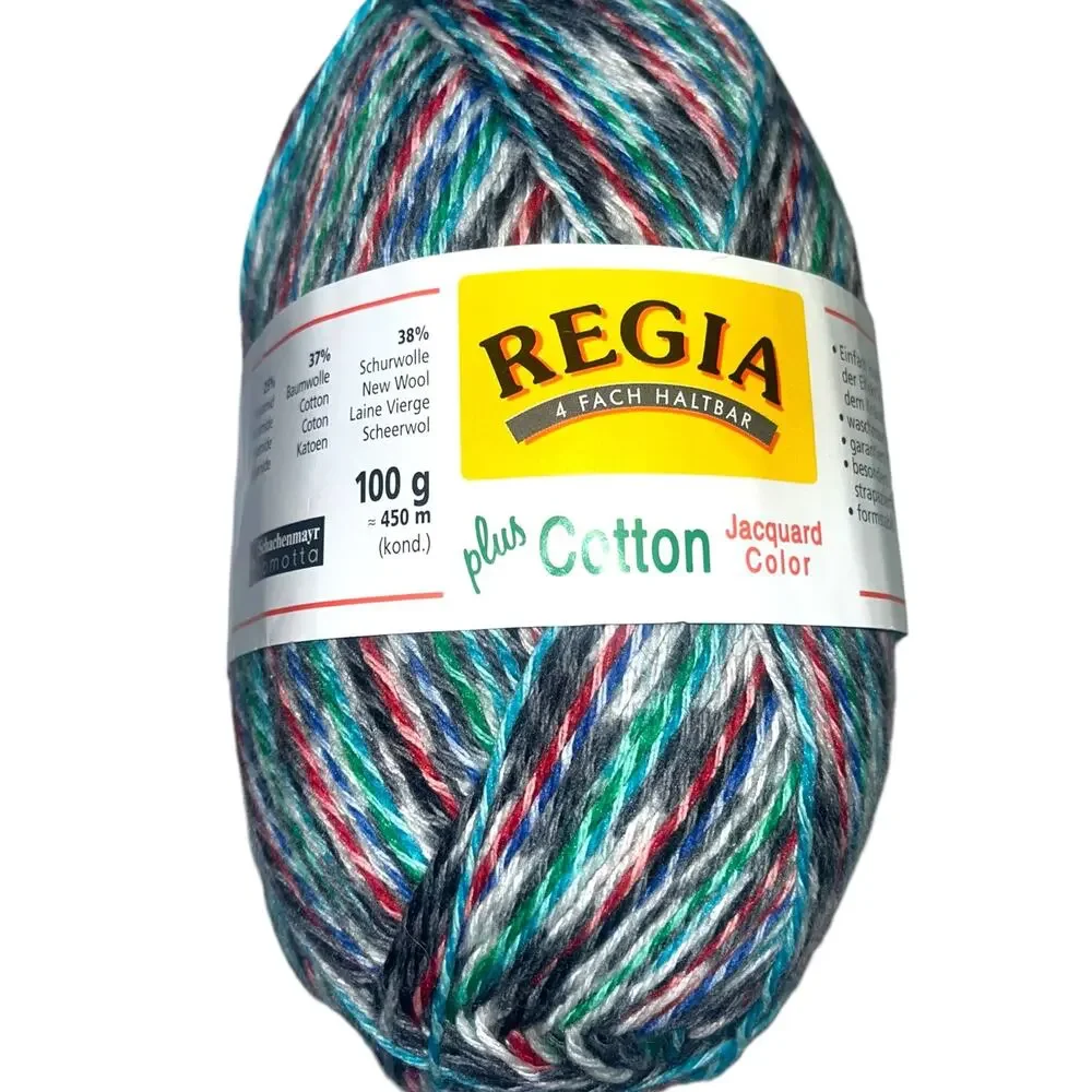 2 Skeins Regia Jacquard Color Cotton Wool Fingering Sock Yarn  🧶 5266 & 5268 - Picture 9 of 12